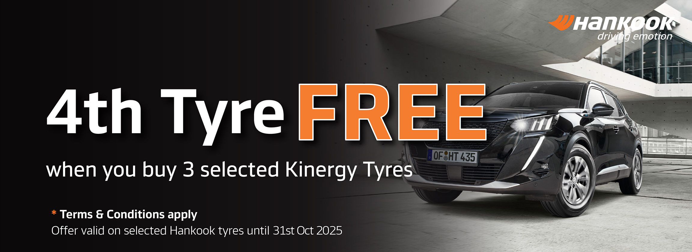 4th Tyre FREE when you buy 3 selected Kinergy Tyres